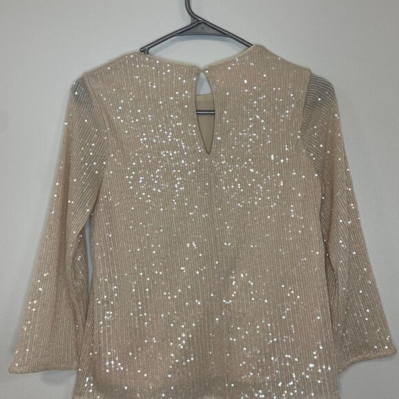 LOFT White Sequin 3/4 Sleeve Top Size XS - Picture 2 of 4